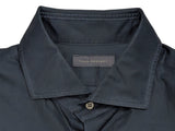 Thom Sweeney Buttoned Polo Shirt L Midnight Blue Cotton Pique