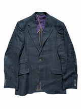 Paul Smith Sport Coat 38R Slim Blue Plaid 2-button Heavy Linen