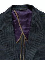 Paul Smith Sport Coat 38R Slim Blue Plaid 2-button Heavy Linen