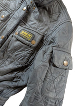 Barbour Ladies International Belted Jacket XS/2 US Gunmetal Blue Polar Quilted Polyester