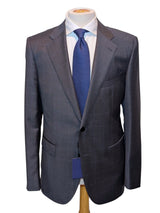 Benjamin Zegna Suit Grey Light Blue Windowpane Pure Wool