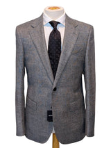 Benjamin Loro Piana Suit Black & White Plaid 2-Button Wool Flannel
