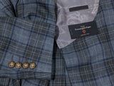 Benjamin Zegna Sport Coat Blue Plaid 2-button Soft Shoulder Linen/Wool/Silk