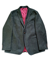 Marks & Spencer Abraham Moon Sport Coat 44R Olive Green Herringbone 2-button Worsted Wool Tweed