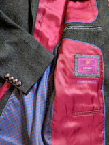 Marks & Spencer Abraham Moon Sport Coat 44R Olive Green Herringbone 2-button Worsted Wool Tweed