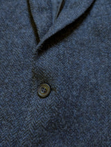 Marks & Spencer Abraham Moon Sport Coat 44L Charcoal Blue Herringbone 2-button Worsted Wool Tweed
