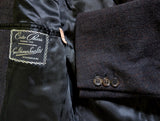 Vintage Chester Barrie Savile Row Coat L/42 Dark Charcoal Brown Check Heavy Wool