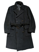 Vintage John Collier Belted DB Great Coat L/42R Charcoal Heavy Wool