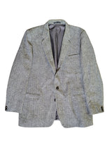Vintage Dunn & Co Harris Tweed Sport Coat 46L Grey Herringbone 2-button Wool