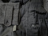 Vintage Burton Belted Balmacaan Raglan Coat 42R Grey Herringbone Heavy Wool