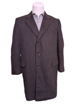 Vintage Chester Barrie Savile Row Coat L/42 Dark Charcoal Brown Check Heavy Wool