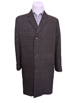 Vintage Maenson Crombie Tweed Coat L/42 Brown Plaid Heavy Wool