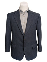 Daks London Sport Coat 44L Dark Blue Herringbone 2-button Wool