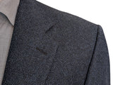 Daks London Sport Coat 44L Dark Blue Herringbone 2-button Wool
