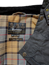 Barbour International Belted Jacket M Slim Soft Black Waxed Cotton
