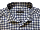 Zegna Shirt S (39 Slim) Navy/Grey/White Check Cotton