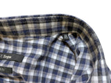 Zegna Shirt S (39 Slim) Navy/Grey/White Check Cotton