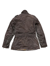 Barbour Ladies International Belted Waxed Jacket M/6 US Charcoal Brown Cotton