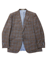 Pal Zileri Sport Coat 48R Light Brown Plaid 2-Button Wool/Silk/Linen