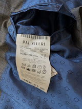 Pal Zileri Suit 48R Grey Plaid 2-Button Wool