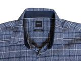 Hugo Boss Shirt L Blue Plaid Cotton/Lyocell Flannel
