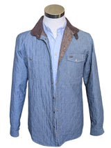 Barbour Shacket/Overshirt M Blue Chambray Quilted Cotton