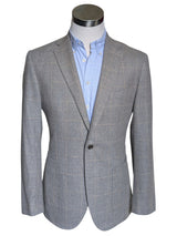 John Lewis x Kynoch Sport Coat 42R Light Grey Windowpane 2-button Wool/Cotton/Cashmere