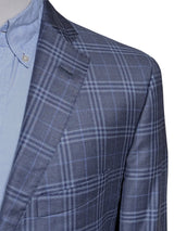 Corneliani Sport Coat 43/44R Blue Plaid Wool