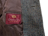 Vintage Dunn & Co. Scottish Tweed Balmacaan Raglan Coat M/40 Grey Teal Rust Plaid Wool