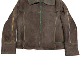 Vintage Richard Draper Lambsuede Shearling Flight Bomber Jacket M/L Olive Green