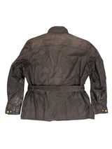 Barbour International Belted Jacket XL Brownish Charcoal Waxed Cotton Union Jack