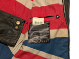 Barbour International Belted Jacket XL Brownish Charcoal Waxed Cotton Union Jack