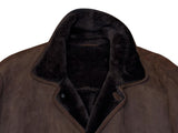 Vintage Italian Leather Shearling Coat L/42 Chocolate Brown