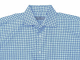 Canali Shirt XL/17 Blue Plaid Cotton