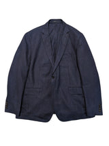 Hackett Sport Coat 48R Dark Blue Plaid Wool/Linen
