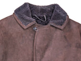 Vintage Jackson British Leather Lamb Shearling Coat M/40 Rich Brown 4-Button