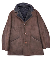 Vintage Jackson British Leather Lamb Shearling Coat M/40 Rich Brown 4-Button