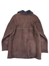 Vintage Jackson British Leather Lamb Shearling Coat M/40 Rich Brown 4-Button