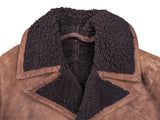 Vintage Barretts Leather Lambsuede Shearling Coat S/38 Brown