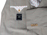 Brando Lubiam Suit 38R 3-Button Taupe Pink Striped Cotton/Ramie