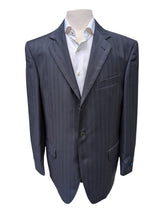 Luigi Bianchi Lubiam Suit 42R Midnight Blue Striped 3-button 110's Wool