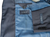 Luigi Bianchi Lubiam Suit 42R Navy Blue Striped 3-button 110's Wool l
