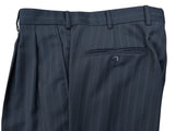 Luigi Bianchi Lubiam Suit 40R Black soft Stripes 3-Button Wool di Fabio