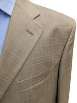 Luigi Bianchi Lubiam Suit 42R Taupe Beige Plaid 3-button Wool