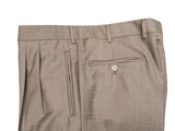 Luigi Bianchi Lubiam Suit 42R Taupe Beige Plaid 3-button Wool