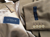 Luigi Bianchi Lubiam Suit 42L Taupe Beige Plaid 3-button Wool