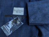 Bella Spalla Zegna Sport Coat Blue Plaid 2-Button Linen/Silk