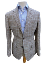 Bella Spalla Ormezzano Sport Coat Tan Plaid 2-Button Linen
