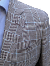 Bella Spalla Ormezzano Sport Coat Tan Plaid 2-Button Linen