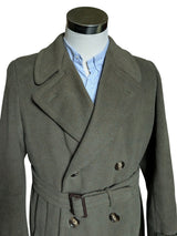 Vintage Hepworths Belted DB Great Coat M/40R Sage Green Heavy Wool